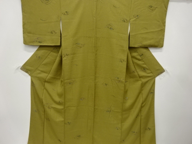 未使用品　抽象木の葉模様　小紋着物